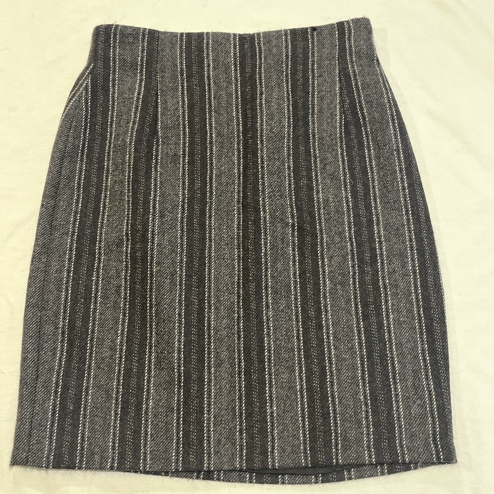Vintage Gianni Versace Couture 1993 Pinstripe Wool Pencil Skirt Black IT 44 US 8